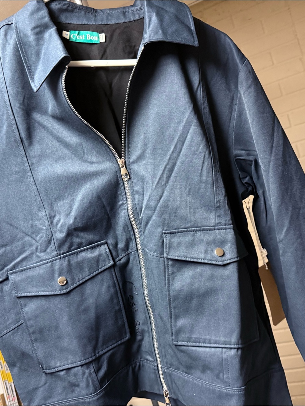 C’est Bon Navy Field Jacket with Zip Front